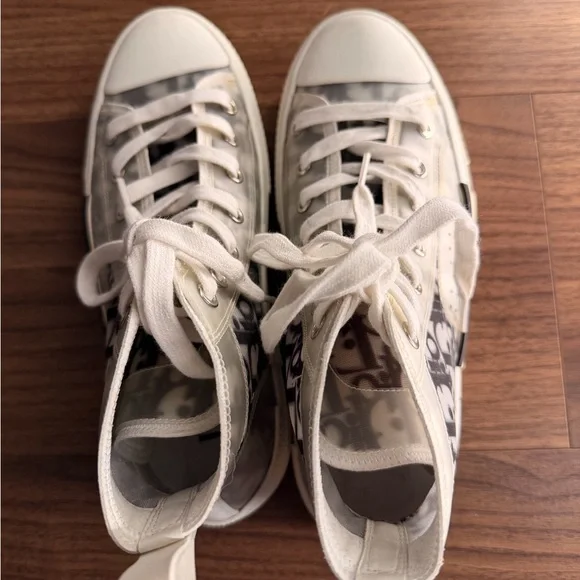 Dior High-Top Sneakers - White and Gray Monogram - Picture 6 of 7